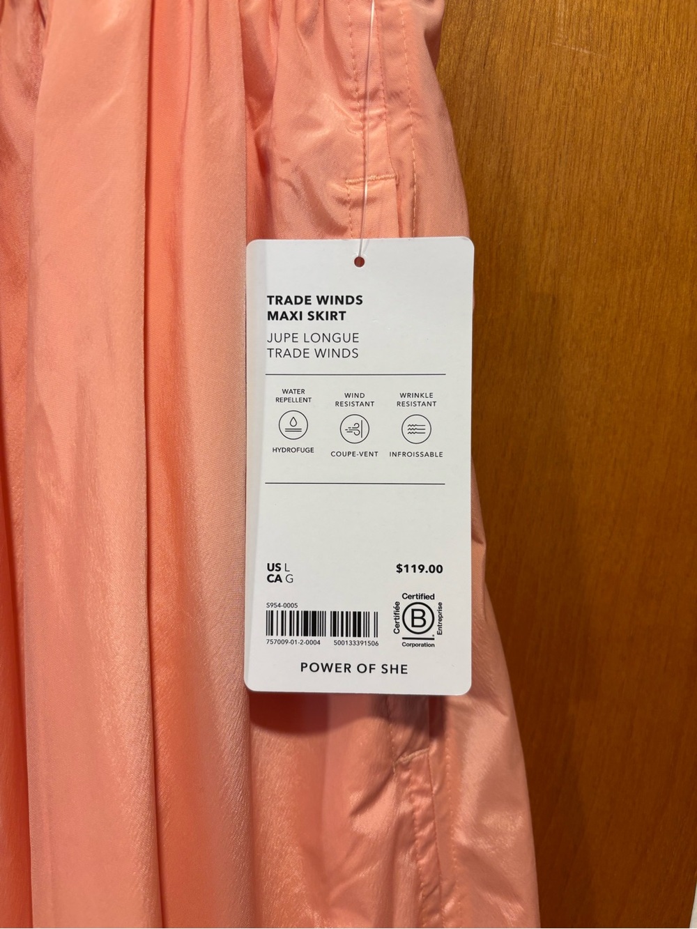 Athleta Light Coral Drawstring Bubble Hem Skirt Translucent Parachute Fabric - Picture 2 of 10